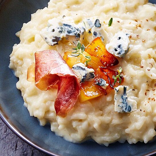 Rezept für Risotto mit Bacon und Saint Agur Blauschimmelkäse 