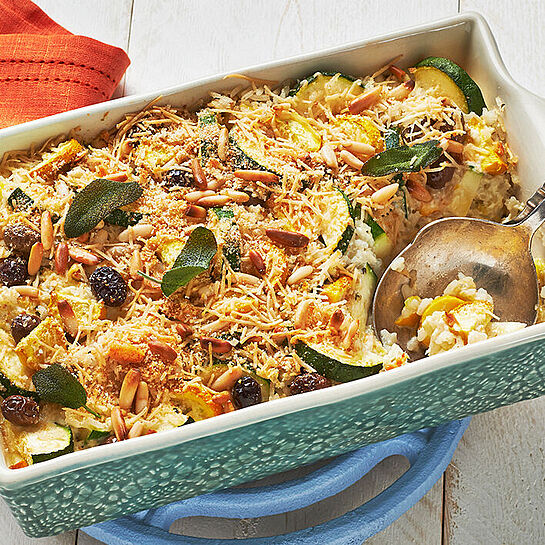 Mediterraner Auflauf mit Zucchini und Reis - ein französischer Klassiker