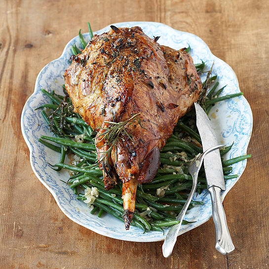 Lammkeule mit grünen Bohnen - leckere Rezeptidee