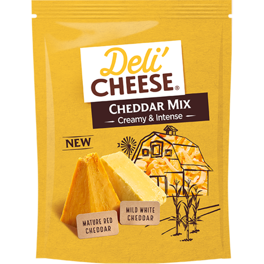 Freigestellter Packshot von Deli'Cheese Cheddar Mix