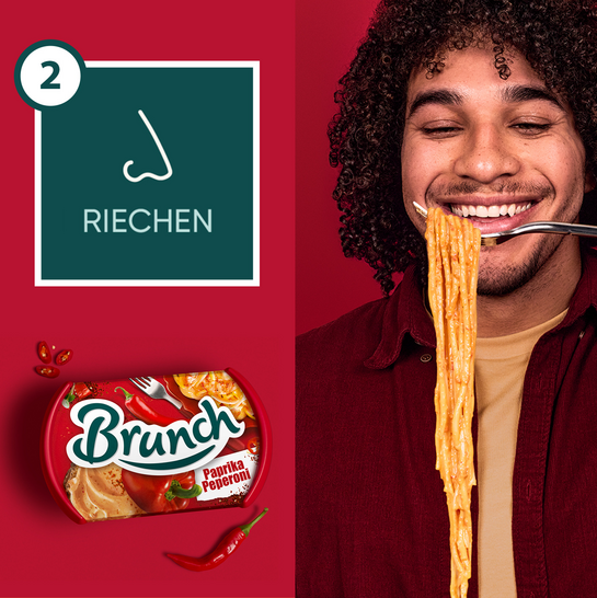 Icon mit einer Nase, Brunch Knoblauch-Kräuter und dekorativen Zutaten 