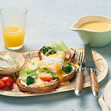 Rezept für Eier Benedict mit BRESSO Frischkäse 