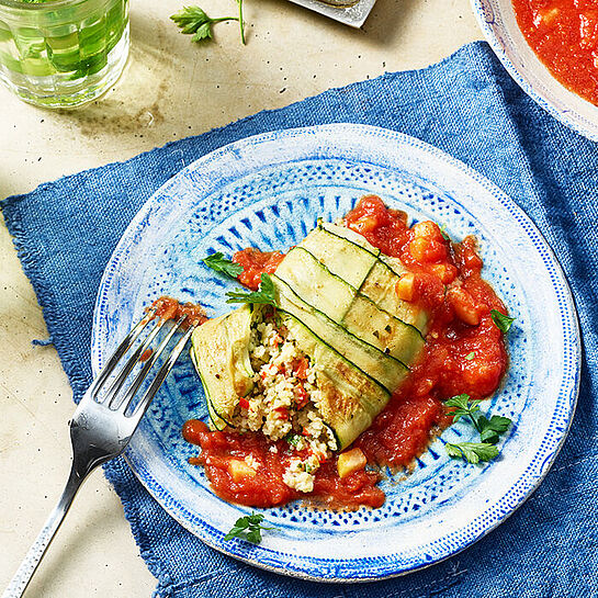 Rezept für gefüllte Zucchini-Päckchen mir Brunch