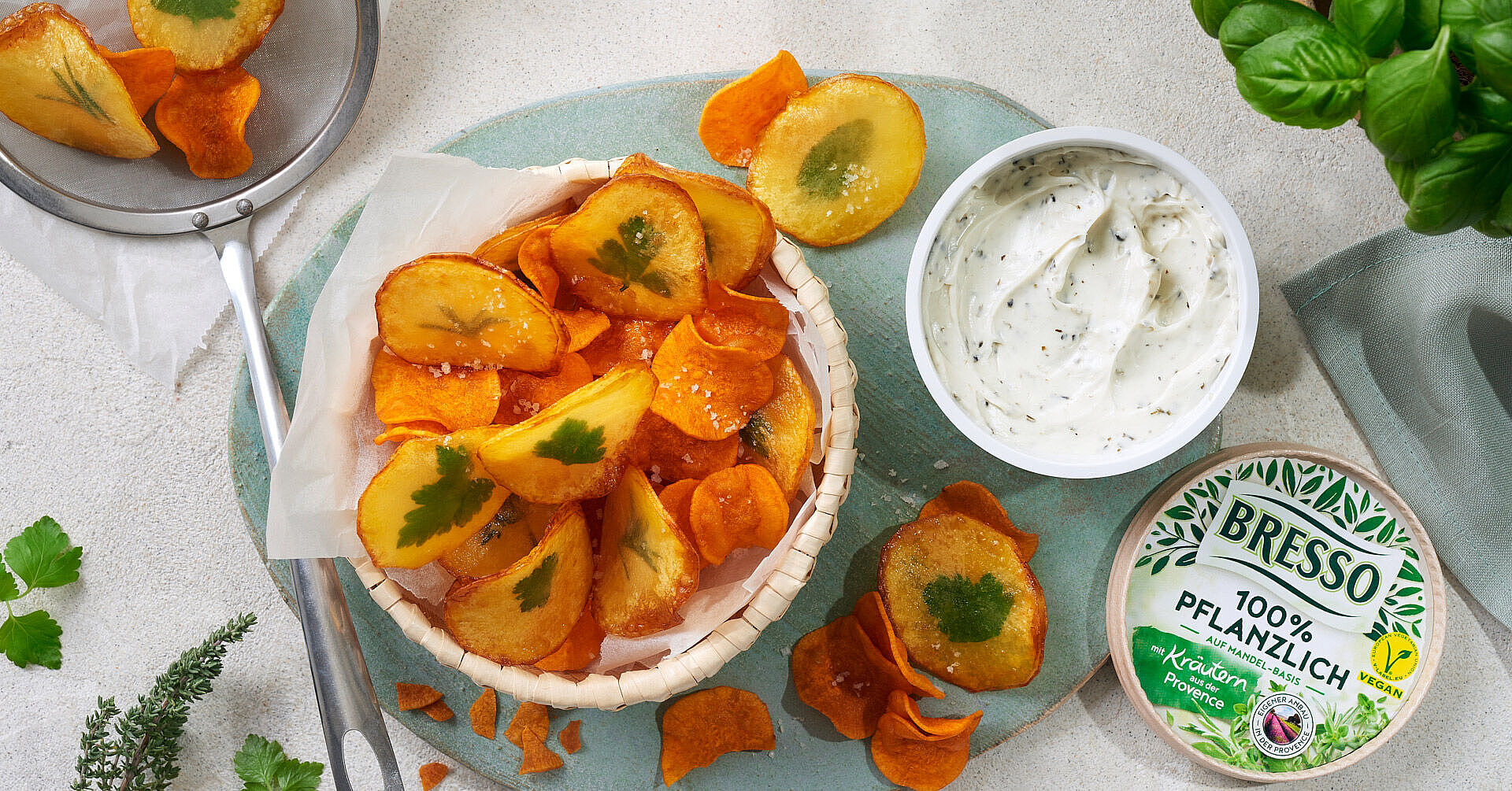 Kräuterchips mit BRESSO 100% PFLANZLICH