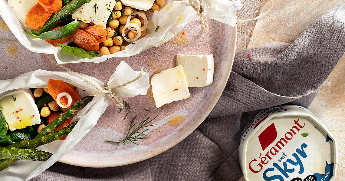 Gemüsepäckchen mit Géramont mit Skyr