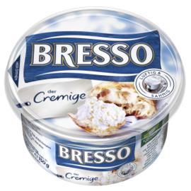 Bresso Produkt packshot Frischkäse Becher der Cremige Bresso Produkt packshot Frischkäse Becher der Cremige