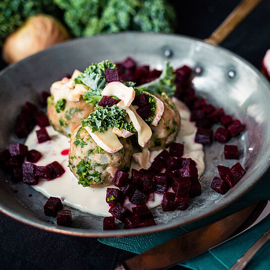 Rezept für Grünkohlknödel mit Saint Albray